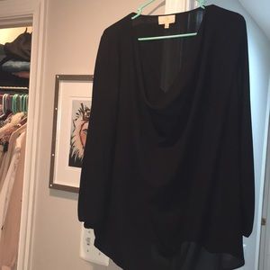 Black gathered neck blouse